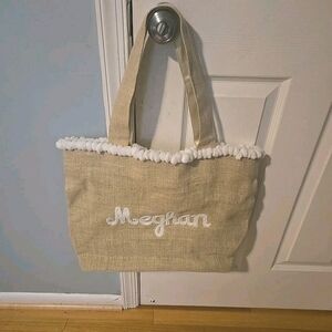 Beige Tote Bag with White Detailing